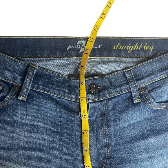 7 For All Mankind Womens Straight Leg Blue Jeans Denim Stretch Size 31 Dark Wash - Picture 10 of 11